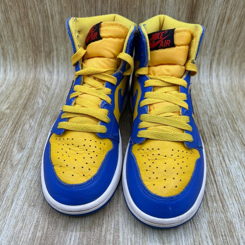 Nike Air Jordan 1 Retro High OG Reverse Laney Men's 5.5 Yellow Blue FD2596-700 - Picture 2 of 10